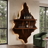 Orelune Live Edge Handcrafted Floating Wine Shelf by Timberustic — Dark Walnut finish