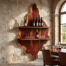 Orelune Live Edge Handcrafted Floating Wine Shelf by Timberustic — Mahogany finish
