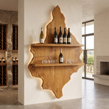 Orelune Live Edge Handcrafted Floating Wine Shelf by Timberustic — Teak finish