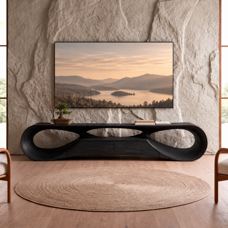 Orevale Sculpted Loop Handcrafted TV Console Black - Timberustic TV Console