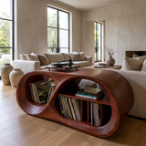 Orevane Sculpted Loop Handcrafted Record Player Stand With Storage Mahogany - Timberustic Record Player Stand With Storage
