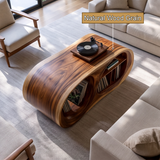 Orevane Sculpted Loop Handcrafted Record Player Stand With Storage - Timberustic Record Player Stand With Storage
