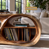 Orevane Sculpted Loop Handcrafted Record Player Stand With Storage - Timberustic Record Player Stand With Storage