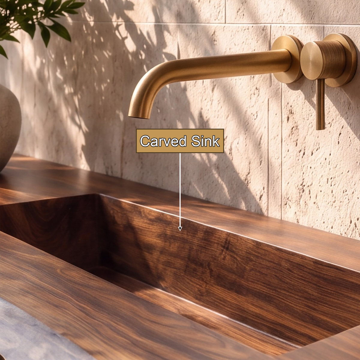 Orevyn Sculpted Live Edge Handcrafted Floating Bathroom Vanity with Integrated Sink - Timberustic Floating Bathroom Vanity with Integrated Sink