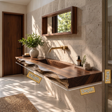 Orevyn Sculpted Live Edge Handcrafted Floating Bathroom Vanity with Integrated Sink - Timberustic Floating Bathroom Vanity with Integrated Sink