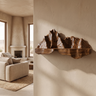 Oridell Sculpted Mountain Landscape Handcrafted Floating Shelf Brown - Timberustic Floating Shelf