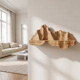 Oridell Sculpted Mountain Landscape Handcrafted Floating Shelf Natural Oak - Timberustic Floating Shelf