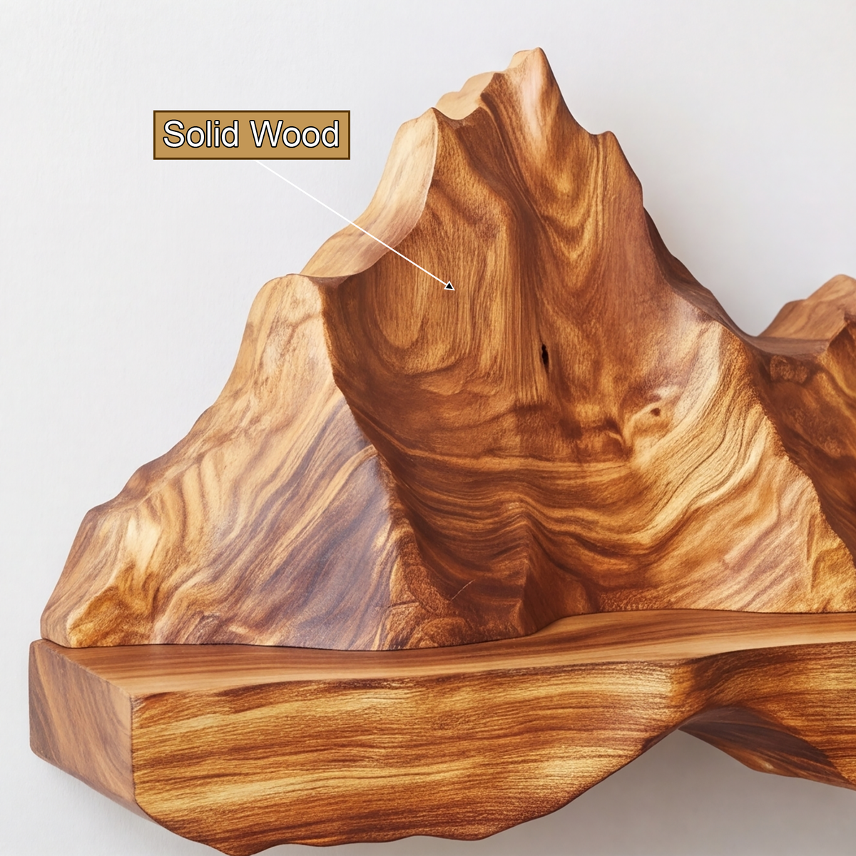 Oridell Sculpted Mountain Landscape Handcrafted Floating Shelf - Timberustic Floating Shelf