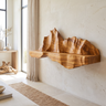 Oridell Sculpted Mountain Landscape Handcrafted Floating Shelf Teak - Timberustic Floating Shelf