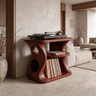Oridrin Cutout Sculpted Handcrafted Record Player Stand With Storage Mahogany - Timberustic Record Player Stand With Storage