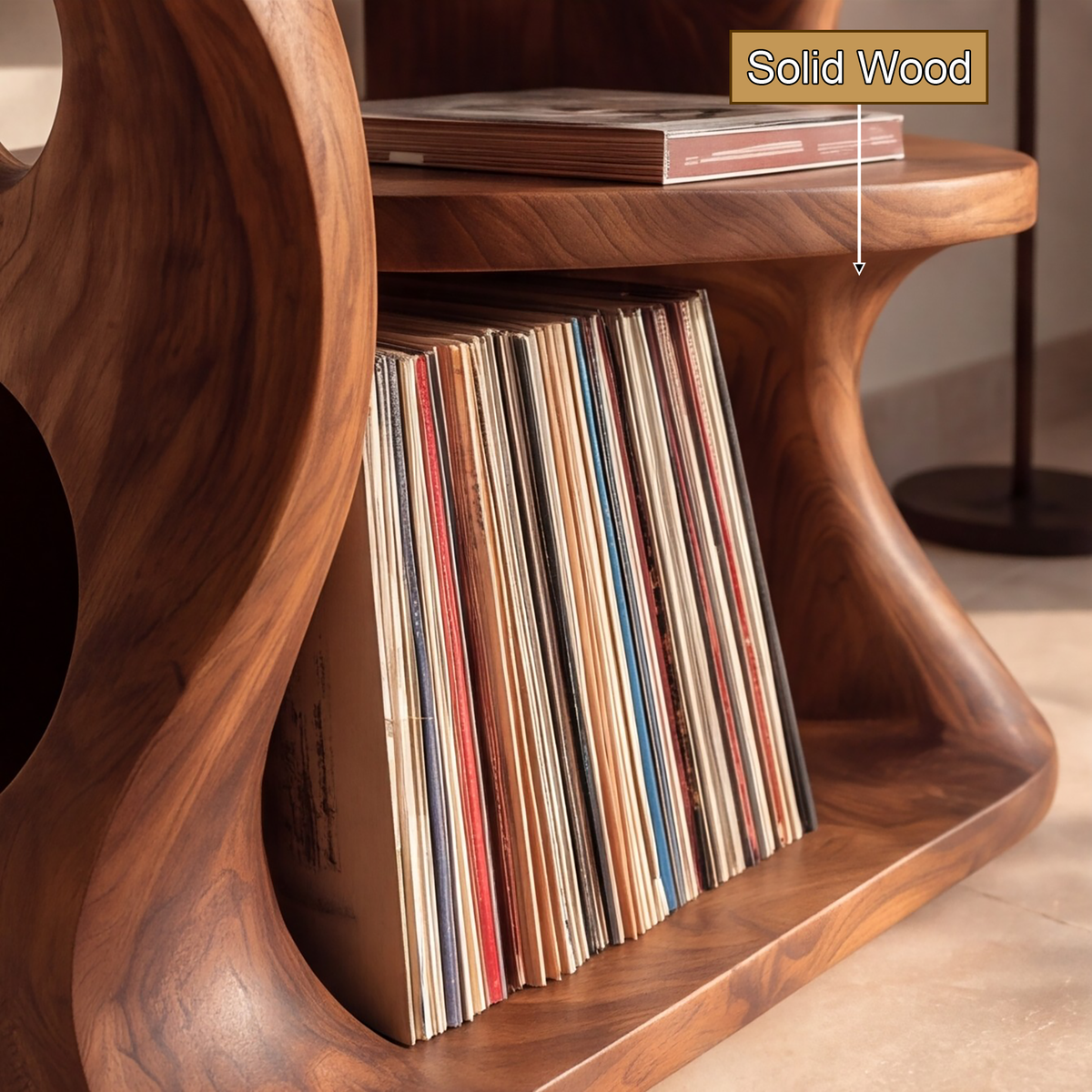 Oridrin Cutout Sculpted Handcrafted Record Player Stand With Storage - Timberustic Record Player Stand With Storage