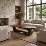 Oriwyn Sculpted Loop-Base Handcrafted Coffee Table by Timberustic — Dark Walnut finish