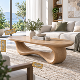 Oriwyn Sculpted Loop-Base Handcrafted Coffee Table by Timberustic — product dimensions