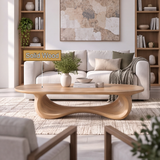 Oriwyn Sculpted Loop-Base Handcrafted Coffee Table by Timberustic — solid wood detail