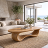 Oriwyn Sculpted Loop-Base Handcrafted Coffee Table by Timberustic — Teak finish