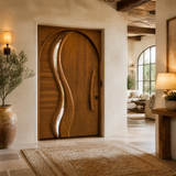Orolune Flowing Arc Sculpted Handcrafted Door by Timberustic — Brown finish