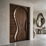 Orolune Flowing Arc Sculpted Handcrafted Door by Timberustic — Dark Walnut finish
