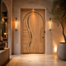 Orolune Flowing Arc Sculpted Handcrafted Door by Timberustic — Natural Oak finish