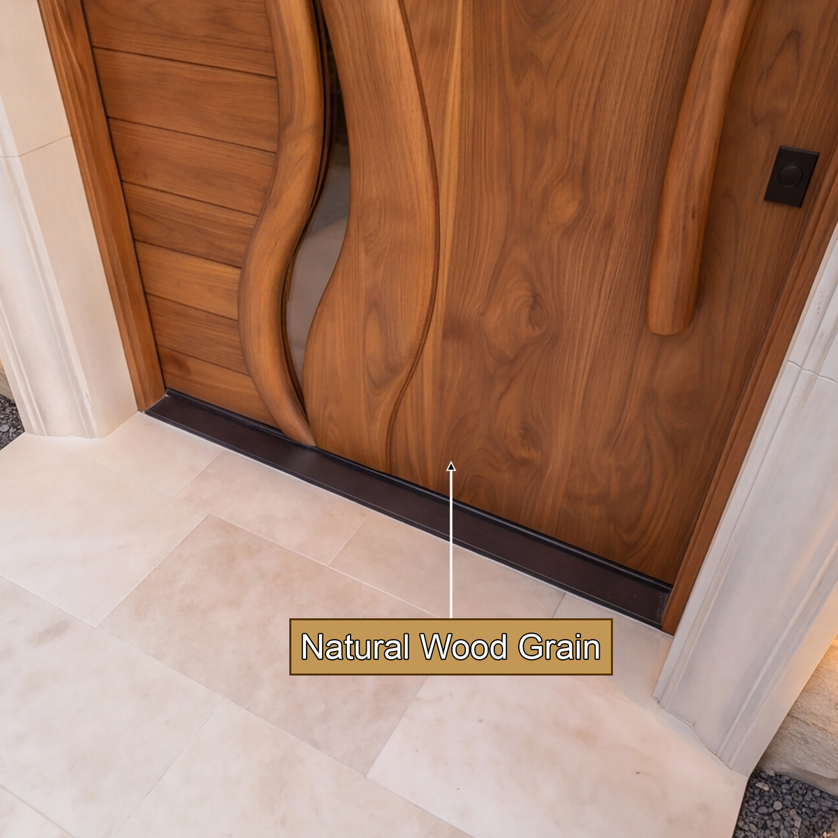 Orolune Flowing Arc Sculpted Handcrafted Door by Timberustic — natural wood grain detail