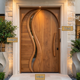 Orolune Flowing Arc Sculpted Handcrafted Door by Timberustic — product dimensions