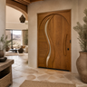Orolune Flowing Arc Sculpted Handcrafted Door by Timberustic — Teak finish