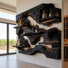 Ororell Sculpted Topographic Mountain Handcrafted Floating Wine Shelf by Timberustic — Black finish