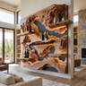 Ororell Sculpted Topographic Mountain Handcrafted Floating Wine Shelf by Timberustic — Brown finish