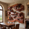 Ororell Sculpted Topographic Mountain Handcrafted Floating Wine Shelf by Timberustic — Mahogany finish