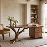 Ororien Sculpted Tree Branch Handcrafted Desk With Drawers by Timberustic — Brown finish