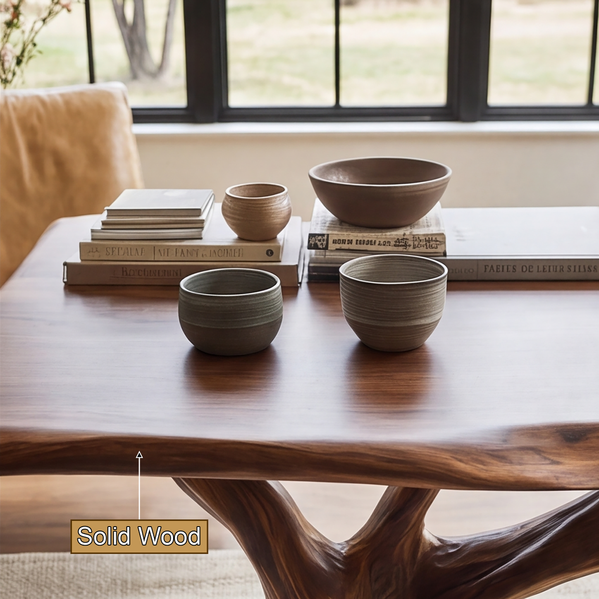 Ororien Sculpted Tree Branch Handcrafted Desk With Drawers by Timberustic — solid wood detail