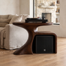 Oryven Sculpted Curved Frame Handcrafted Record Player Stand With Storage Dark Walnut - Timberustic Record Player Stand With Storage