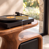 Oryven Sculpted Curved Frame Handcrafted Record Player Stand With Storage - Timberustic Record Player Stand With Storage