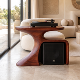 Oryven Sculpted Curved Frame Handcrafted Record Player Stand With Storage Mahogany - Timberustic Record Player Stand With Storage