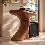 Oryven Sculpted Curved Frame Handcrafted Record Player Stand With Storage - Timberustic Record Player Stand With Storage