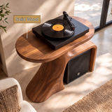Oryven Sculpted Curved Frame Handcrafted Record Player Stand With Storage - Timberustic Record Player Stand With Storage