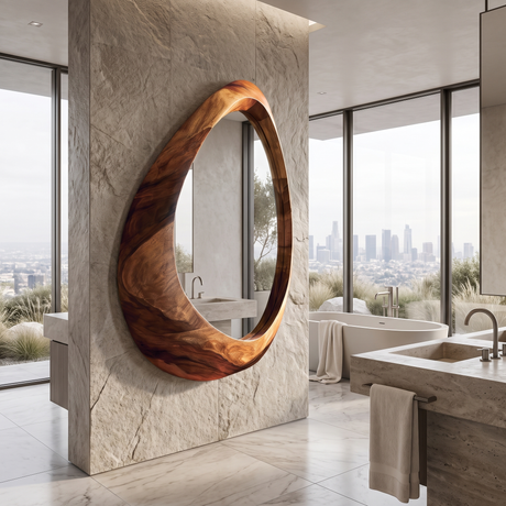Oryvia Teardrop Sculpted Handcrafted Mirror Frame Brown - Timberustic Mirror