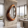 Oryvia Teardrop Sculpted Handcrafted Mirror Frame by Timberustic — Brown finish