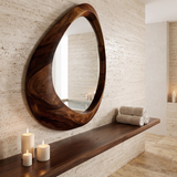 Oryvia Teardrop Sculpted Handcrafted Mirror Frame by Timberustic — Dark Walnut finish