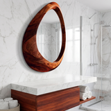 Oryvia Teardrop Sculpted Handcrafted Mirror Frame by Timberustic — Mahogany finish