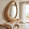 Oryvia Teardrop Sculpted Handcrafted Mirror Frame by Timberustic — Natural Oak finish