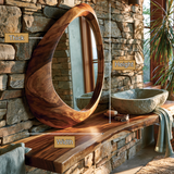Oryvia Teardrop Sculpted Handcrafted Mirror Frame by Timberustic — product dimensions