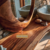 Oryvia Teardrop Sculpted Handcrafted Mirror Frame by Timberustic — solid wood detail