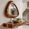 Ovelune Rounded-Triangle Sculpted Handcrafted Mirror Frame by Timberustic — Brown finish