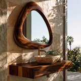 Ovelune Rounded-Triangle Sculpted Handcrafted Mirror Frame by Timberustic — Dark Walnut finish