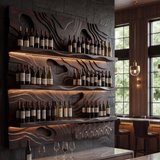 Ravelyth Sculpted Relief Handcrafted Floating Wine Shelf by Timberustic — product detail view 4