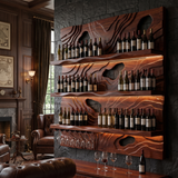 Ravelyth Sculpted Relief Handcrafted Floating Wine Shelf by Timberustic — Mahogany finish