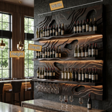 Ravelyth Sculpted Relief Handcrafted Floating Wine Shelf by Timberustic — product dimensions