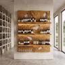 Ravelyth Sculpted Relief Handcrafted Floating Wine Shelf by Timberustic — Teak finish