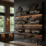 Ravelyth Sculpted Relief Handcrafted Floating Wine Shelf by Timberustic — overall product view
