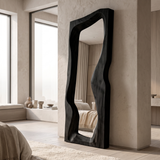 Ravessa Undulating Sculpted Handcrafted Mirror Frame by Timberustic — Black finish